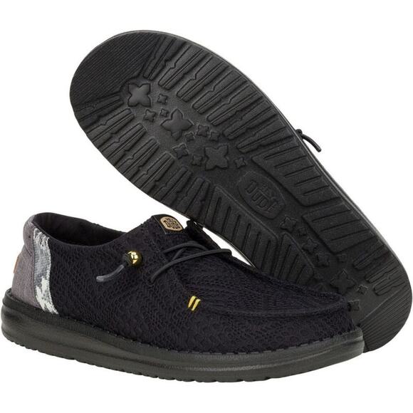 Hey Dude Wendy Boho Crochet Loafers – Black/Black – Size 8 – Lightweight Comfort - Picture 1 of 14